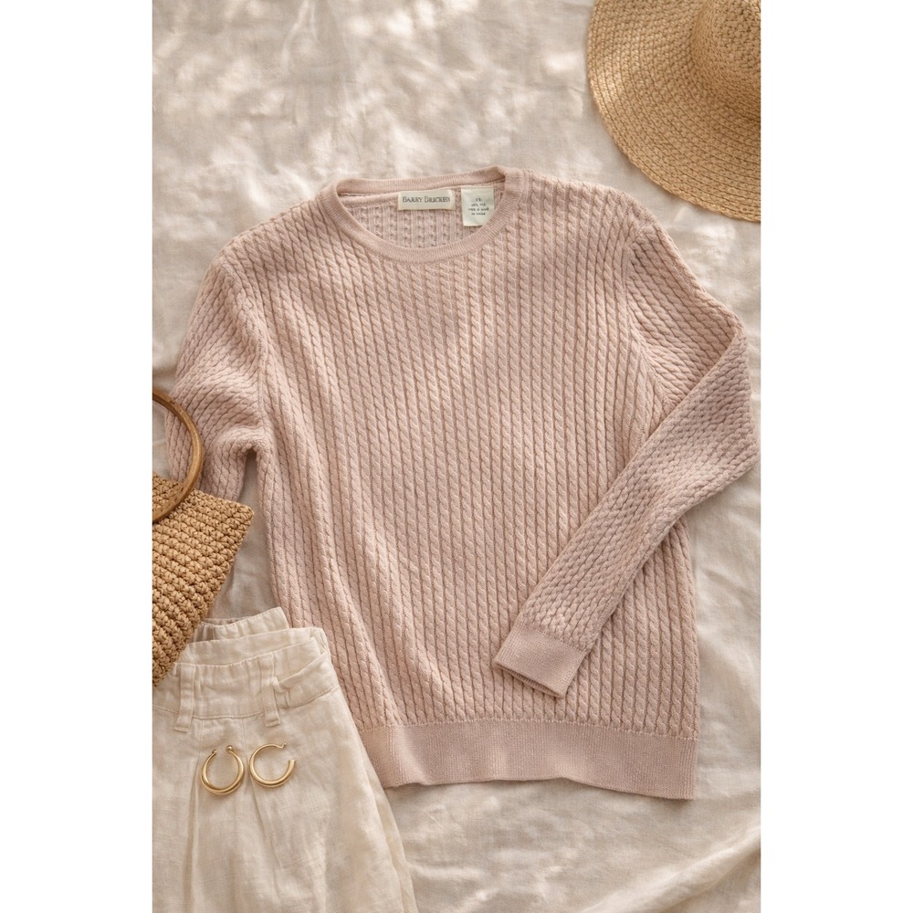 Coastal Grandma 100 Silk Knit Sweater‎ Blush Pink Minimalist Quiet Luxury XS